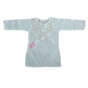 Cotton Kurti Chikan Churidar Suit White
