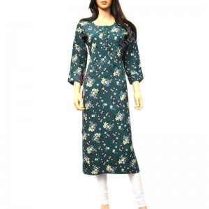 Cotton Printed Kurti-XXL-Forest Green