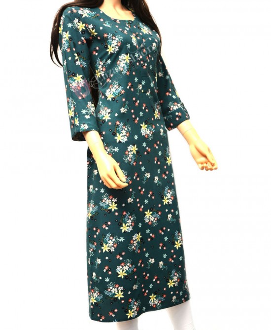 Cotton Printed Kurti-XXL-Forest Green