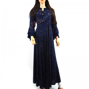 Rayon Printed Gown-XL-Navy Blue