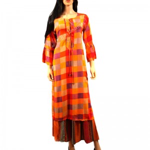 Rayon Multicolor Check Kurta & Multicolor Palazzo-S
