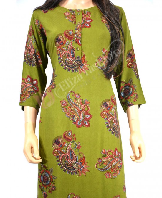 Rayon Pista Green Printed Palazzo Suit-L-Pista Green