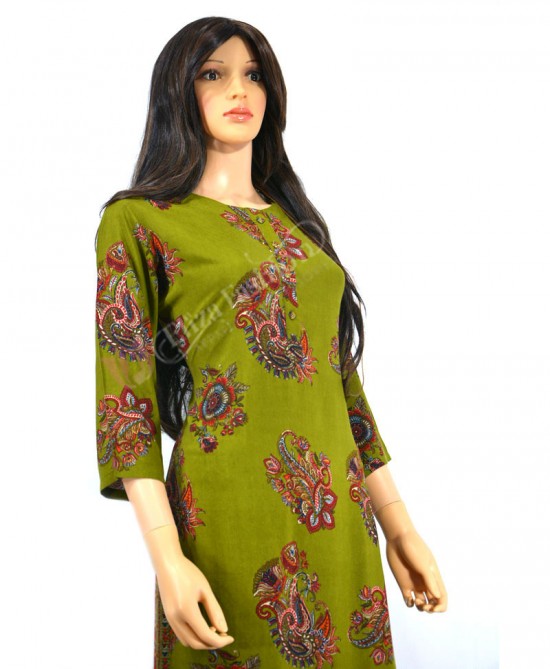 Rayon Pista Green Printed Palazzo Suit-L-Pista Green