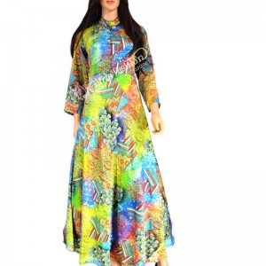 Cotton Gown Marble Silk-M-Multi Color