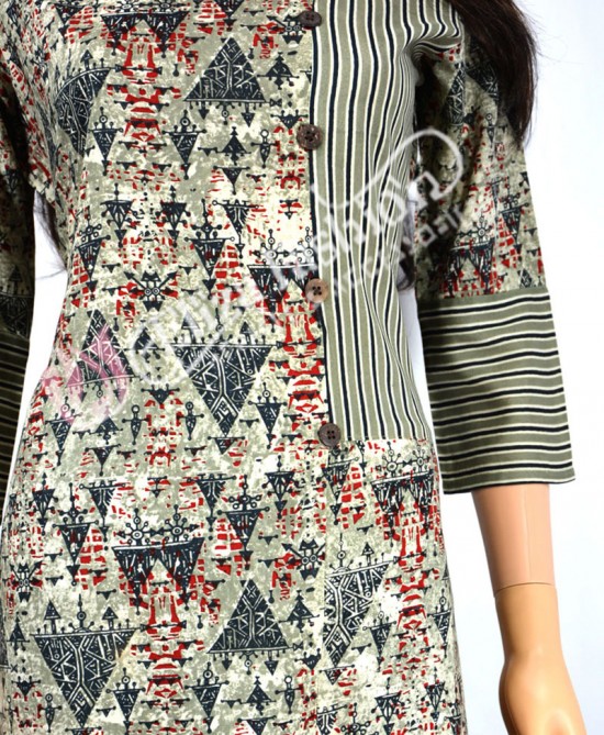Rayon Kurti Printed-M-Yellow