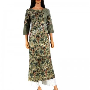 Rayon Kurti Printed-M-Yellow