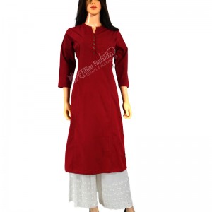 Cotton Kurti-L-Maroon