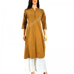 Cotton Kurti-L-Tan