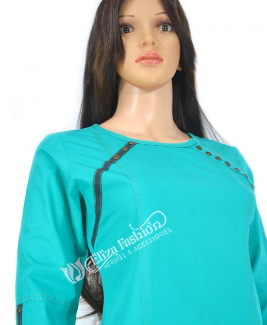 Cotton Kurti-M-Teal Blue