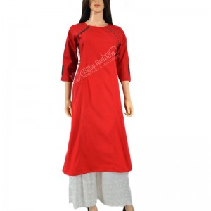 Cotton Kurti-L-Red