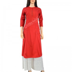 Cotton Kurti-M-Red