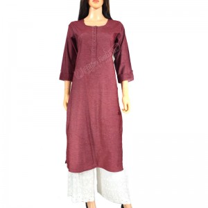 Denim Kurti-L-Maroon