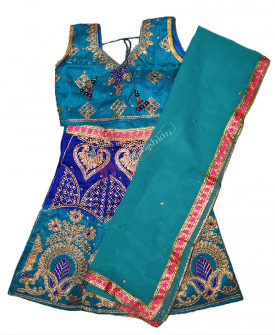 Chanderi Silk Lehenga Choli Embroidered- Shades Blue