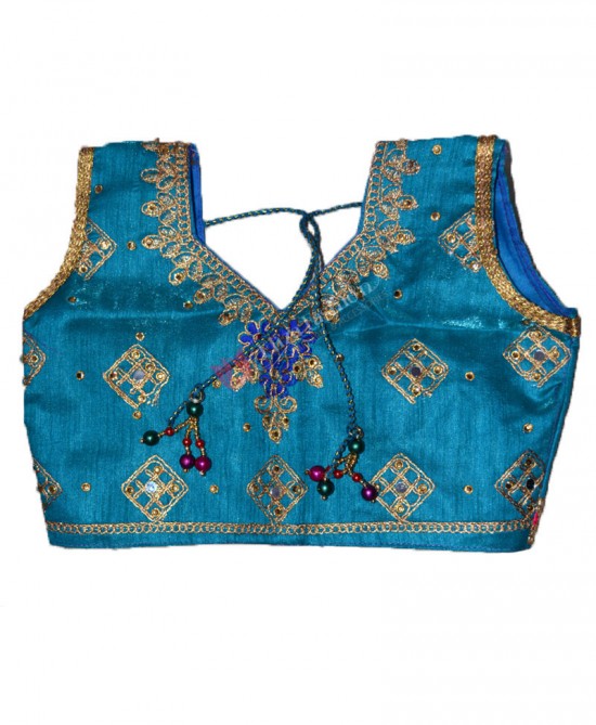 Chanderi Silk Lehenga Choli Embroidered- Shades Blue