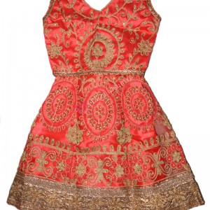 Net Fabric Lehenga Choli Embroidered- Gajri