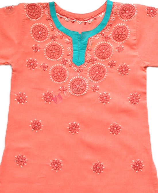 Rayon Kurti Chikan Ghara Suit Gajri Color