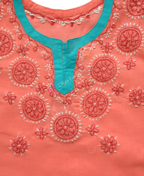 Rayon Kurti Chikan Ghara Suit Gajri Color